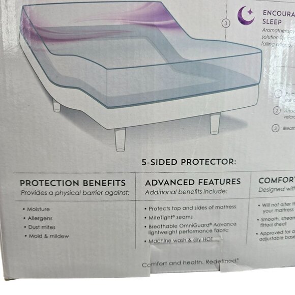 PureCare 5-Sided Cal King Mattress Protector Aromatherapy Universal Depth GG3500 - Picture 6 of 8